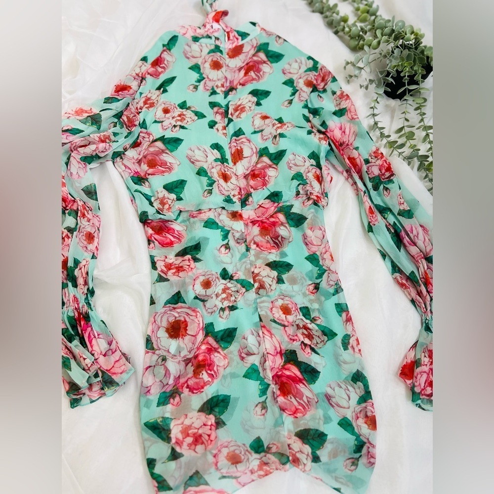 Lovers + Friends Sheer Amy Mini Mint & Pink Floral Dress NWT XS - Picture 10 of 13
